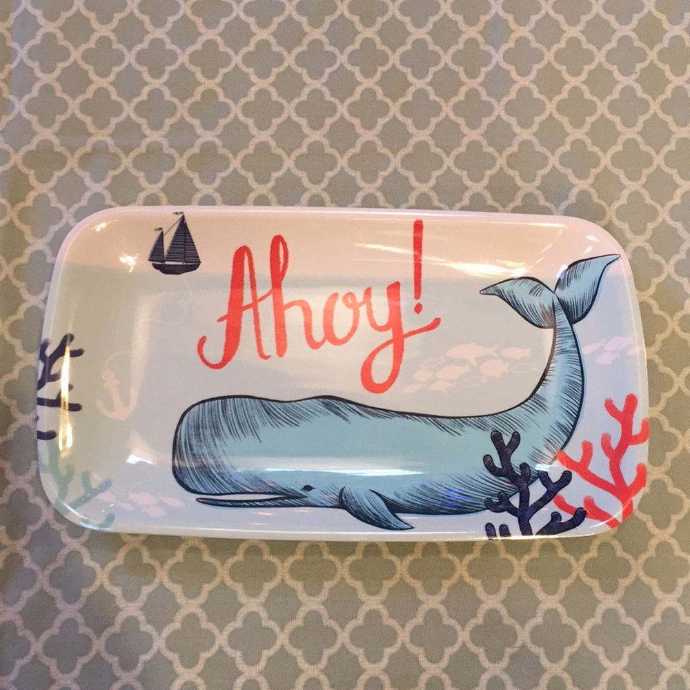 Ahoy Whale Ocean Serving Platter Melamine